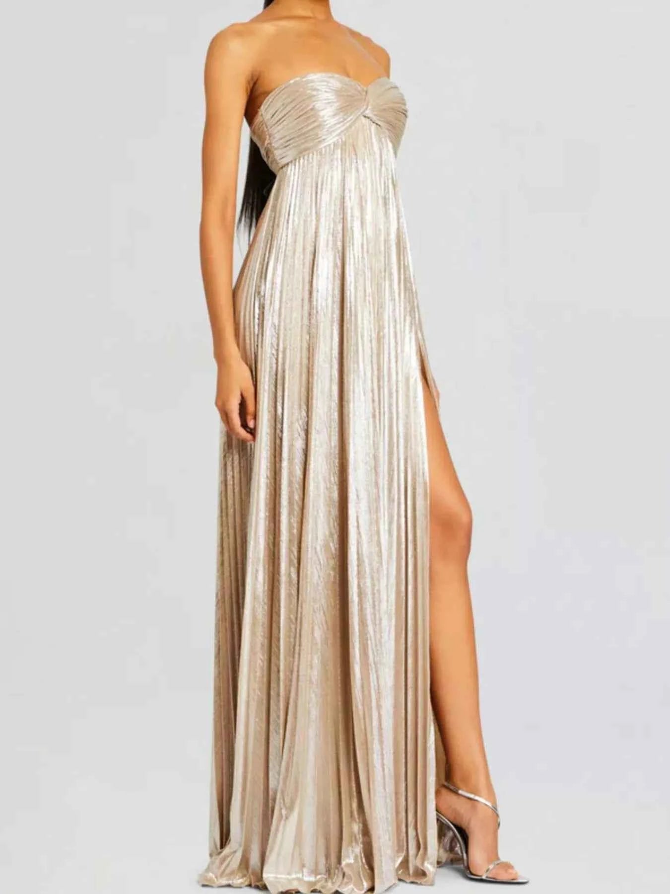 Split Sweetheart Neck Tube Maxi Dress