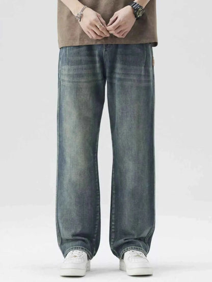 Men's Washed Wide Leg Relaxed Fit Jeans