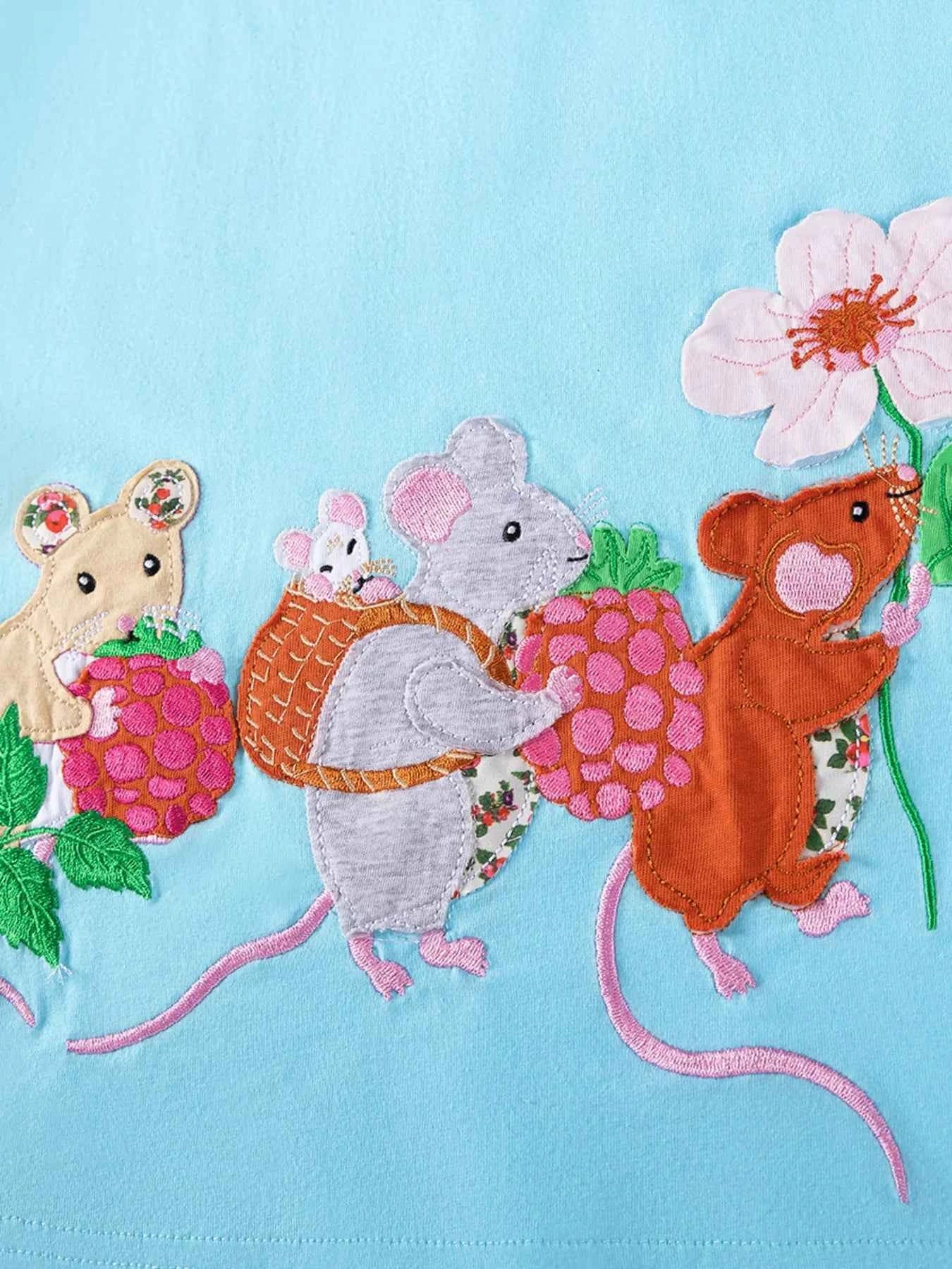 Children's Cartoon Mouse Embroidered Casual Dress