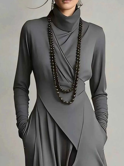 Full Size Asymmetrical Hem Turtleneck Dress Plus Size