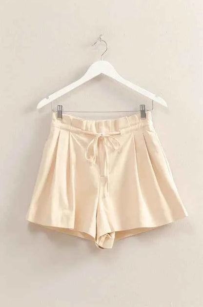 HYFVE High-Waisted Washed Twill Paperbag Shorts