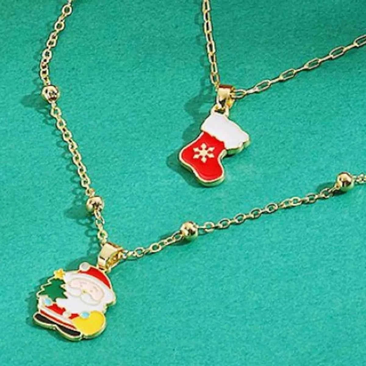 Colorful Christmas Charm Layered Necklace