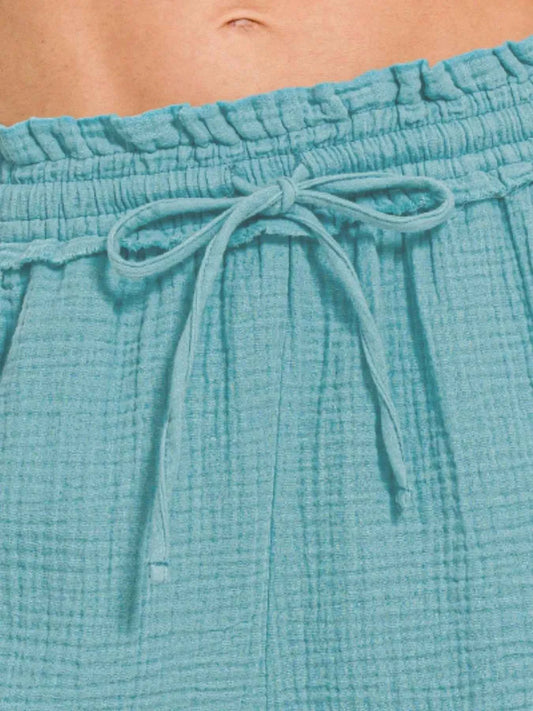 Zenana Double Gauze Drawstring Shorts