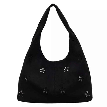 Floral Cutout Corduroy Shoulder Bag