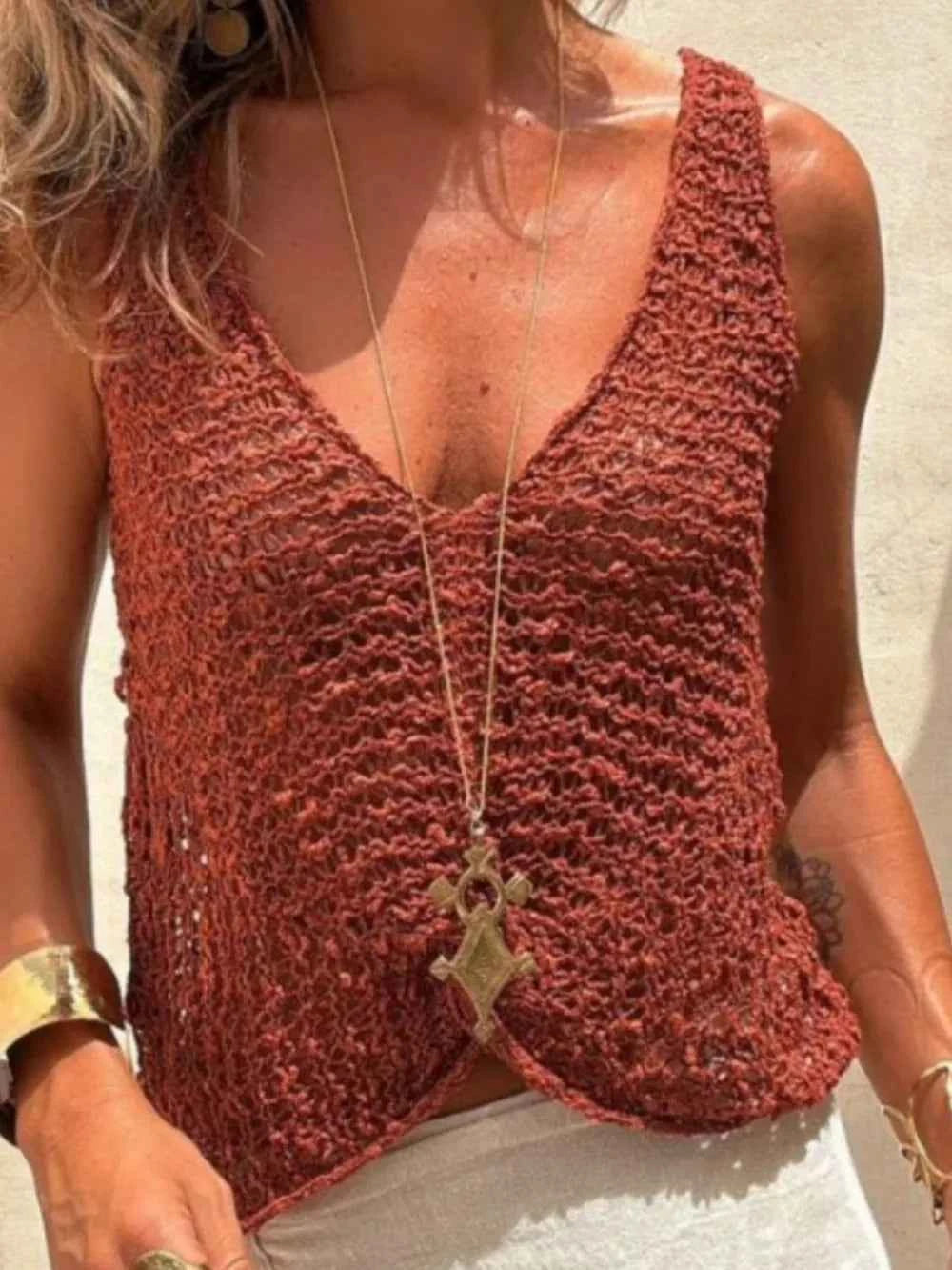 Crochet V-Neck Tank