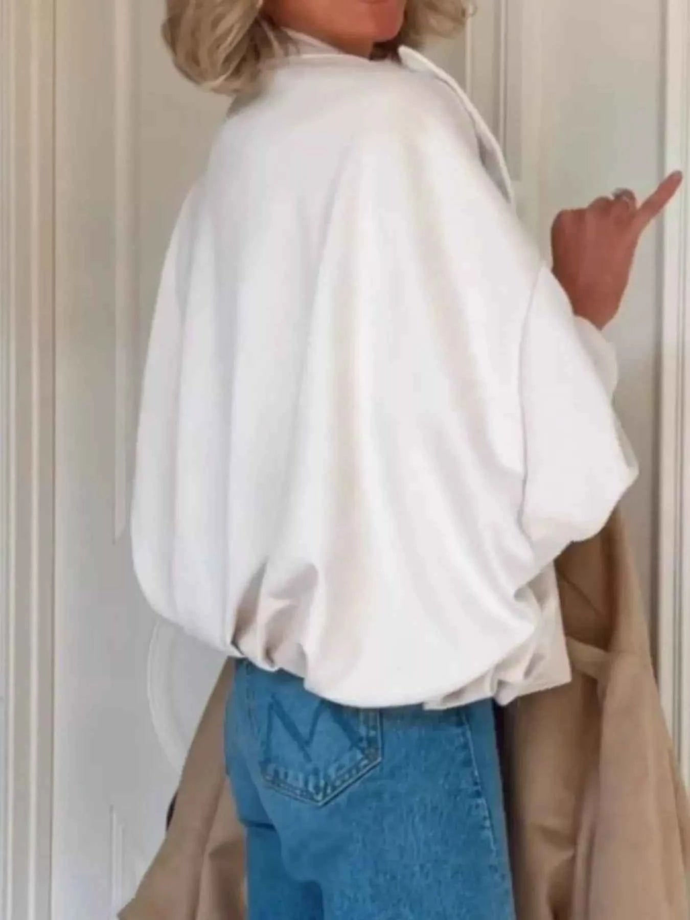 Zip Up Dropped Shoulder Suede Jacket