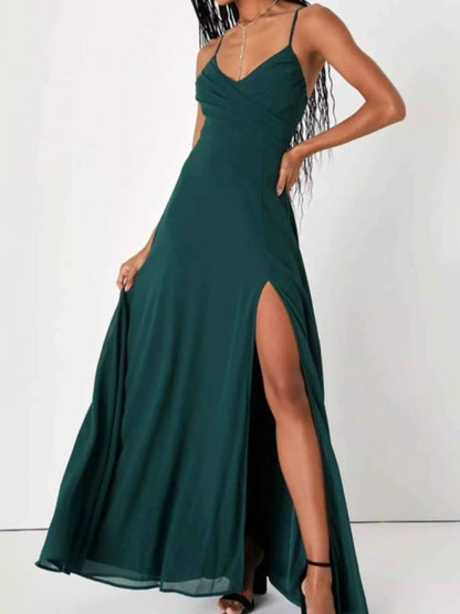 Crisscross Back Slit Maxi Dress