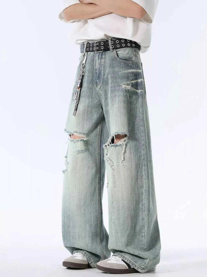 Men's Distressed Wide Leg Jeans