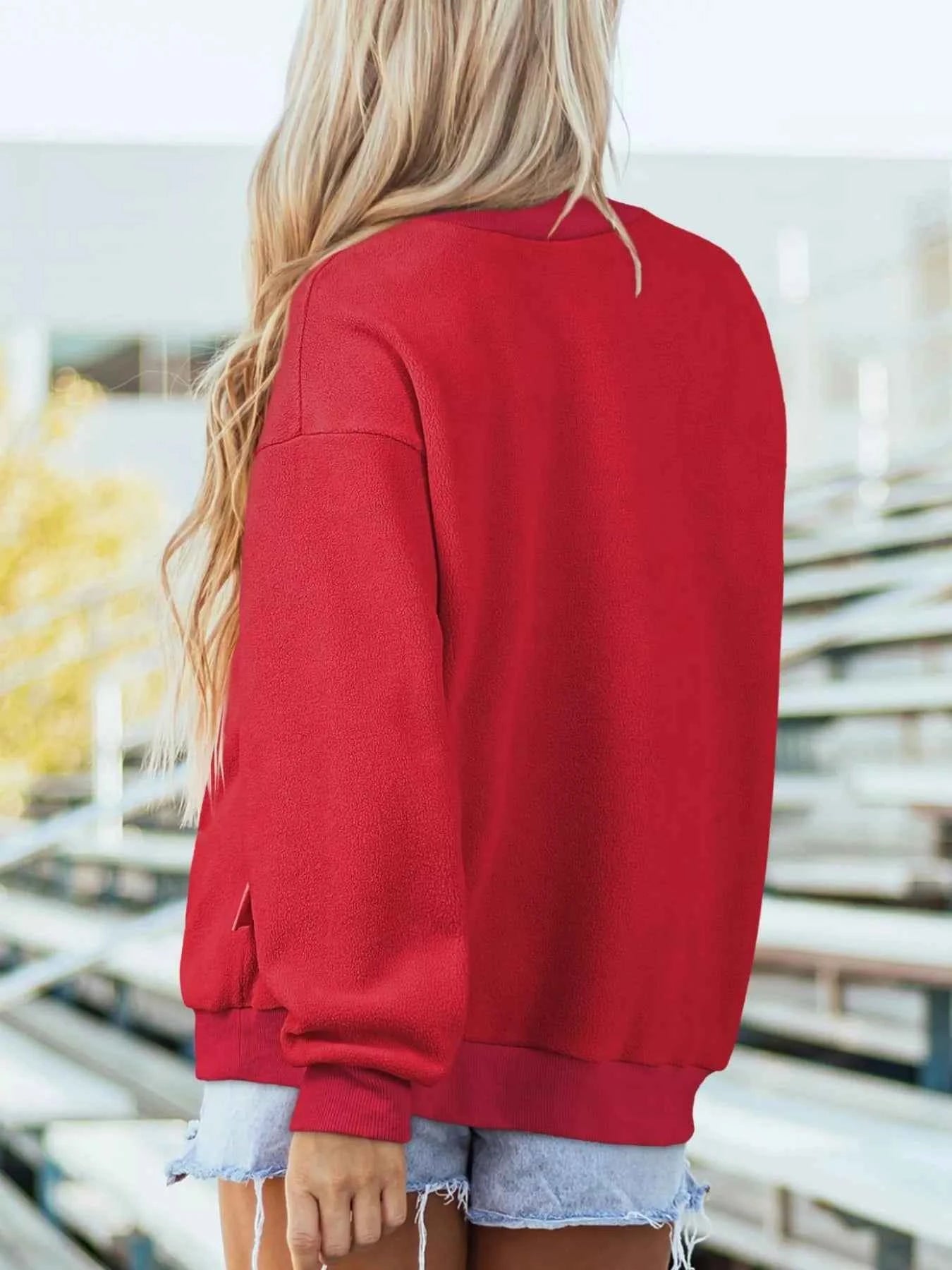 Casual Solid Color Mock Neck Sweatshirt