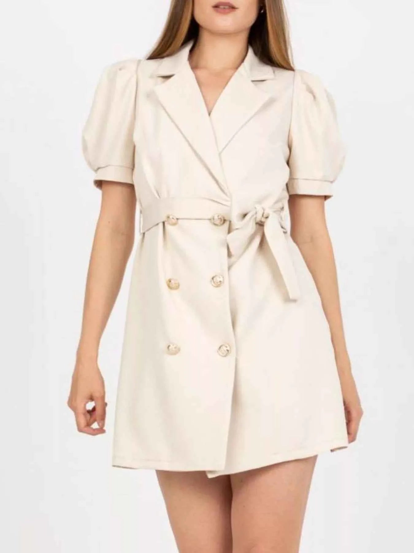 Blazer Style Tie Waist Mini Dress
