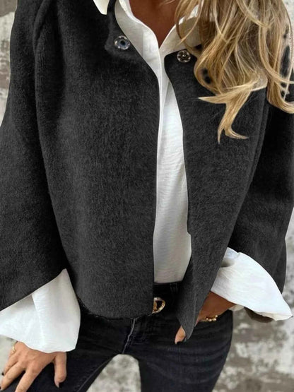 Full Size Dropped Shoulder Fuzzy Knit Cardigan Plus Size