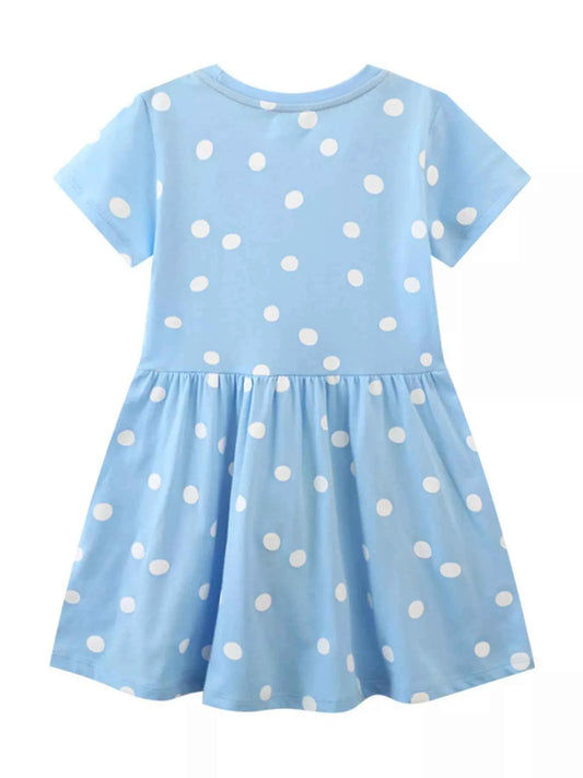 Children's Polka Dot Ladybug Round Neck Dress