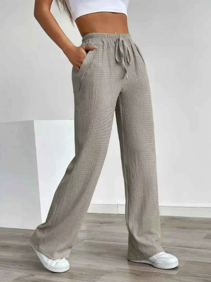 Texture Wide Leg Pants