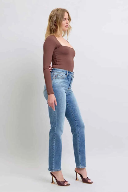 Judy Blue Full Size Run Vintage Wash Thermal Straight Jeans