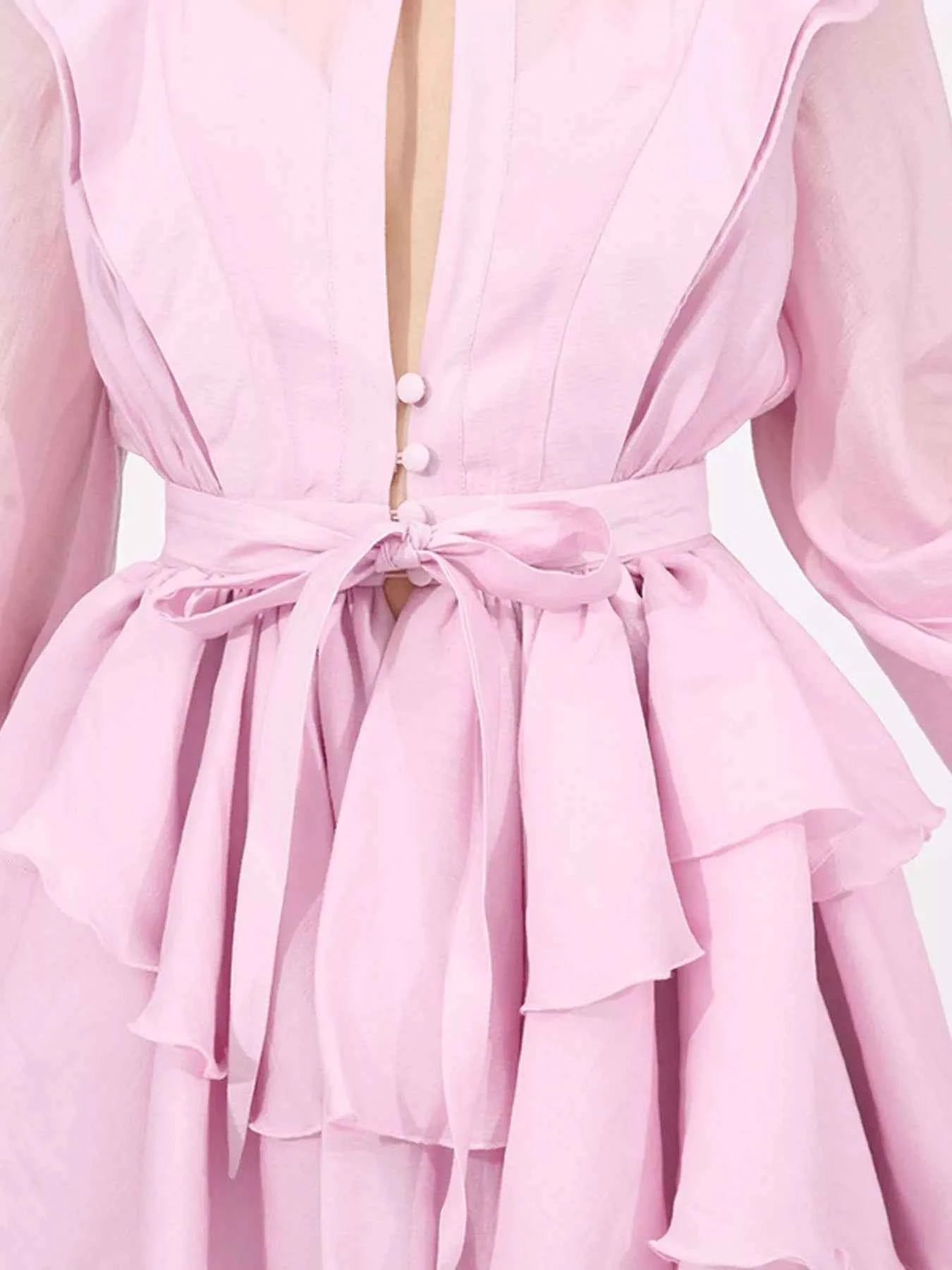 Ruffled Layered Long Sleeve Mini Dress