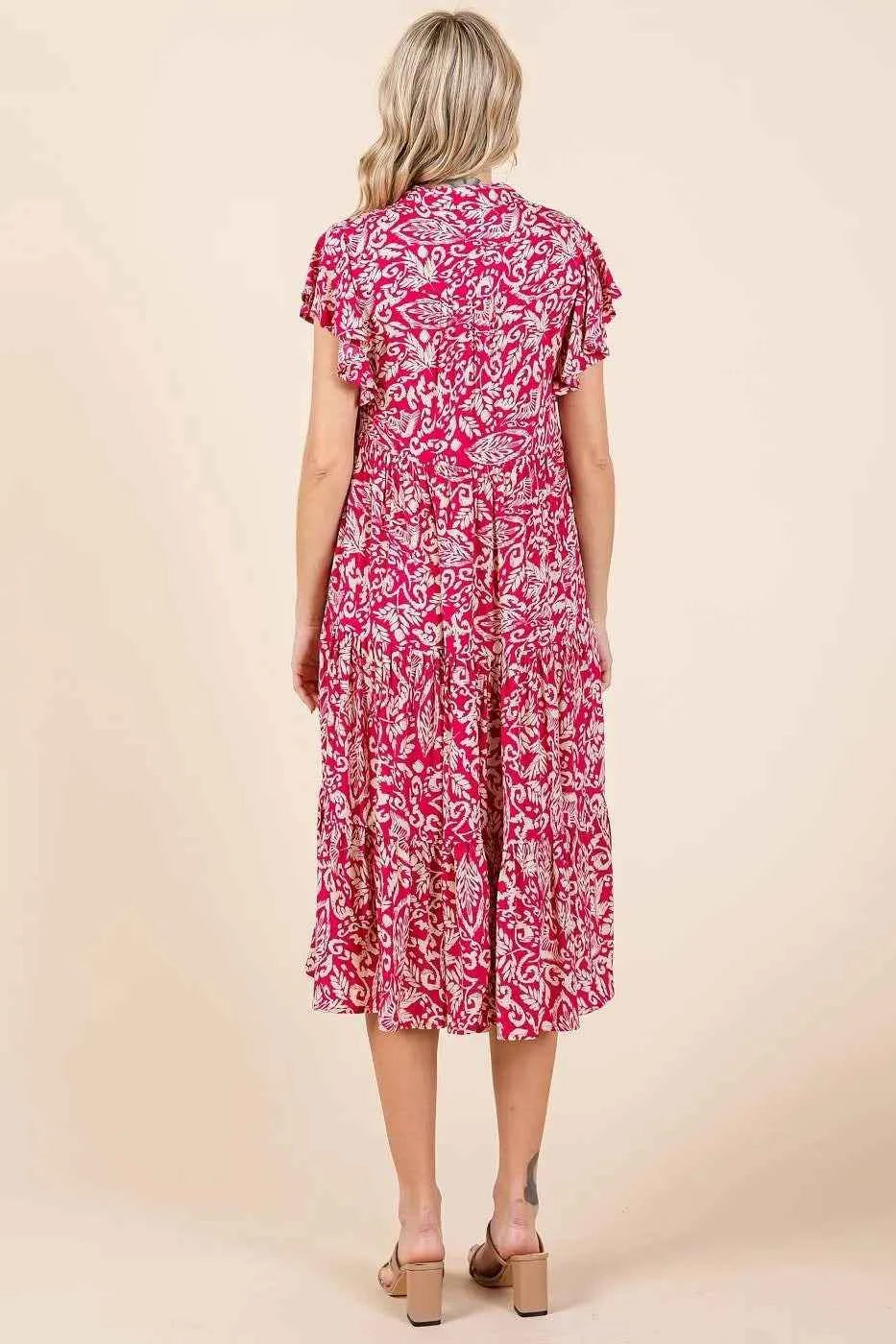Mittoshop Abstract Print Ruffle Tier Midi Dress