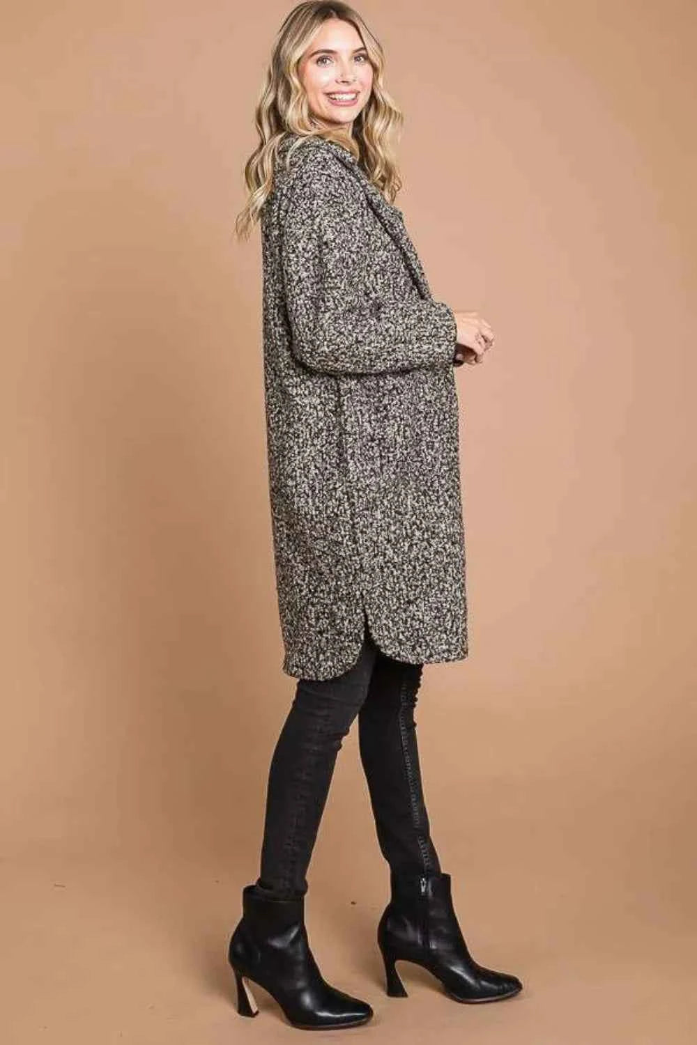 Culture Code Full Size Lapel Collar Double Breast Teddy Coat