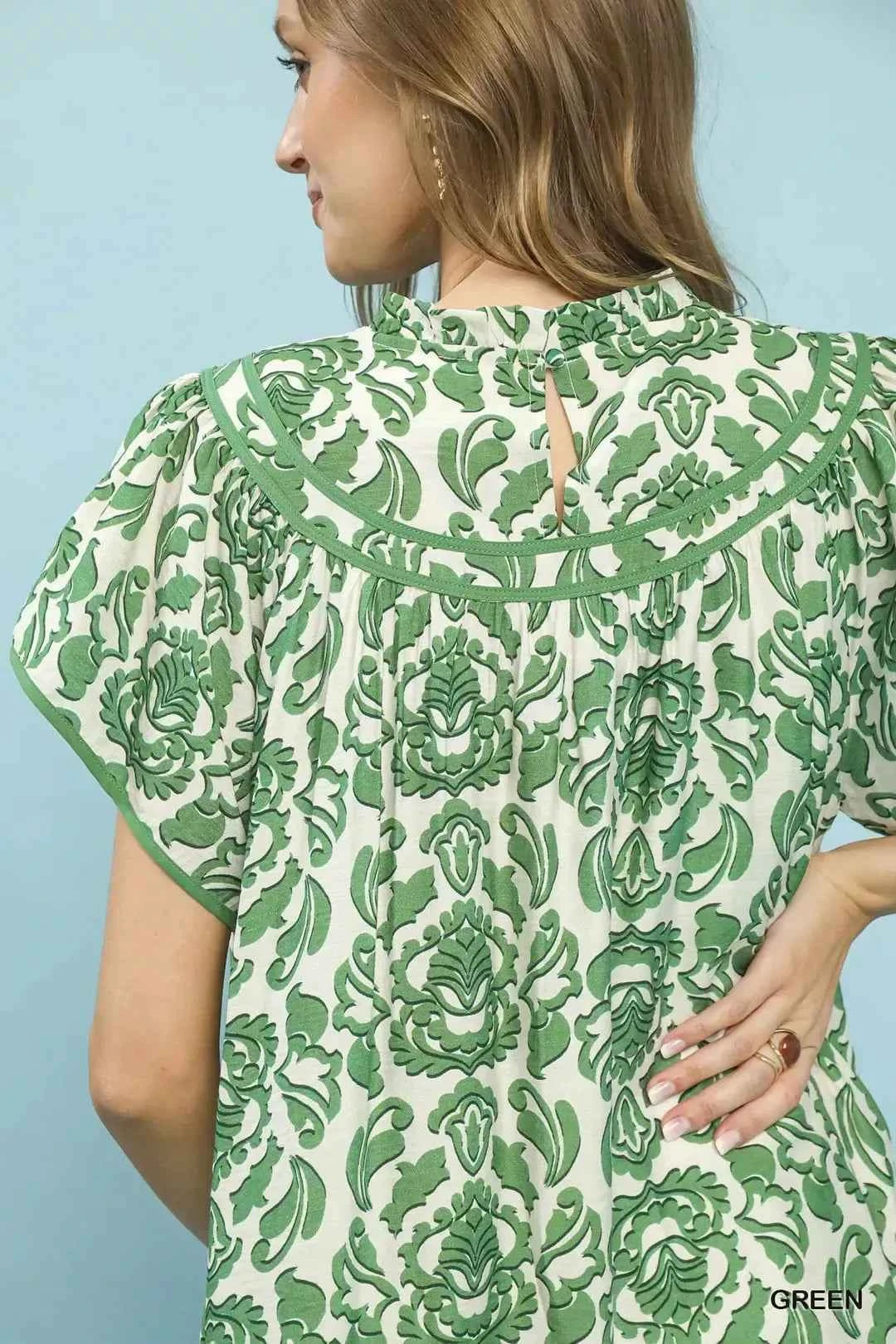 Umgee Abstract Print Babydoll Mini Dress