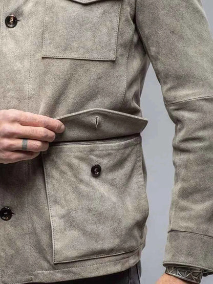 Men's Full Size Multi-Pocket Long Sleeve Jacket Plus Size