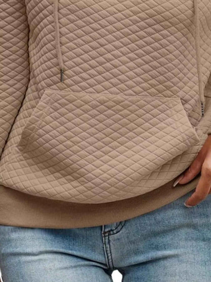 Drawstring Textured Dropped Shoulder Hoodie