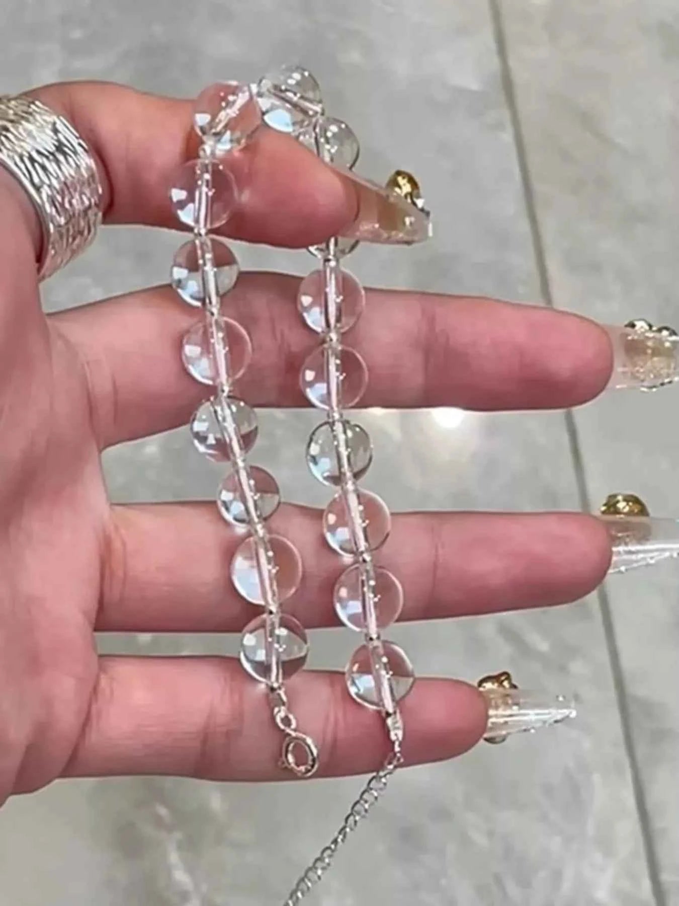 925 Sterling Silver Crystal Bead Bracelet
