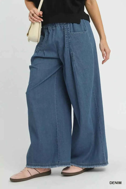 Umgee Stone Washed Wide Leg Pants