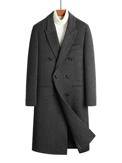 Men's Plus Size Double-Breasted Wool Overcoat