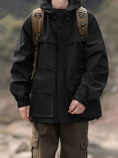 Men's Full Size Zip Up Long Sleeve Hooded Jacket Plus Size