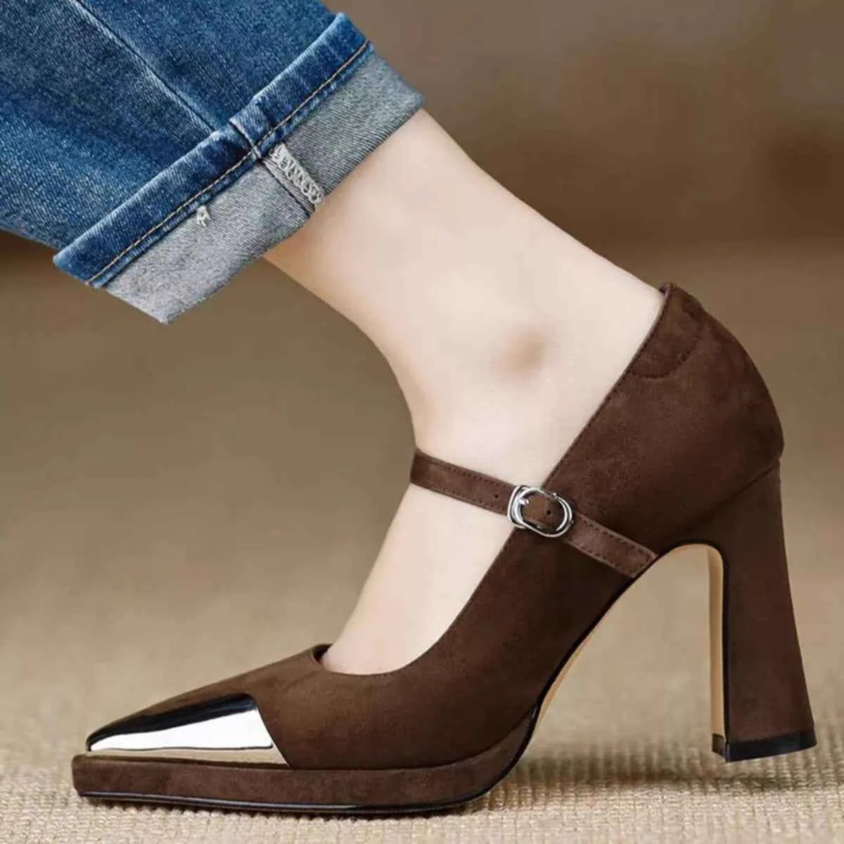 Point Toe Block Heels Pumps