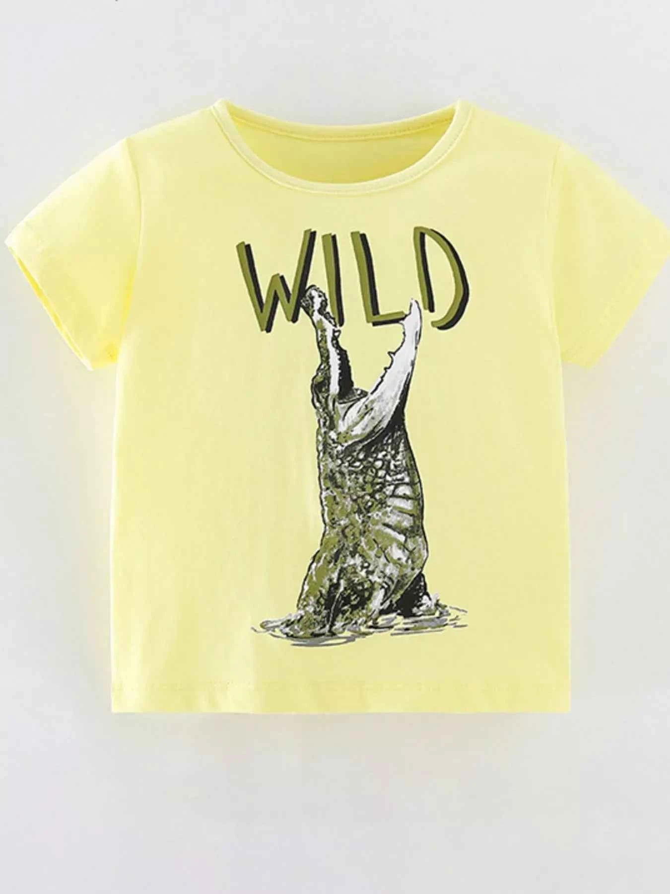 Children's Wild Crocodile Graphic Short Sleeve T-Shirt