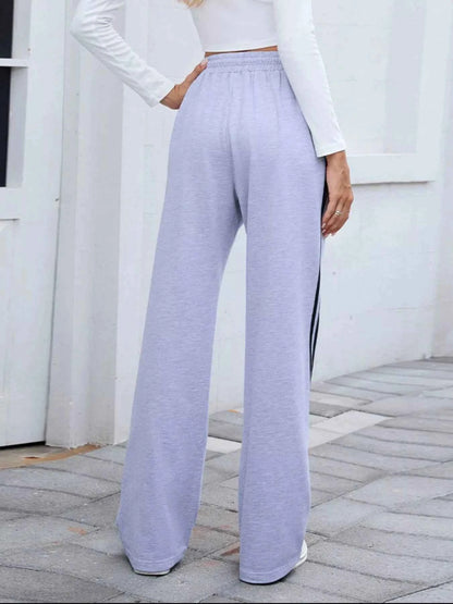 Side Striped Wide Leg Pants