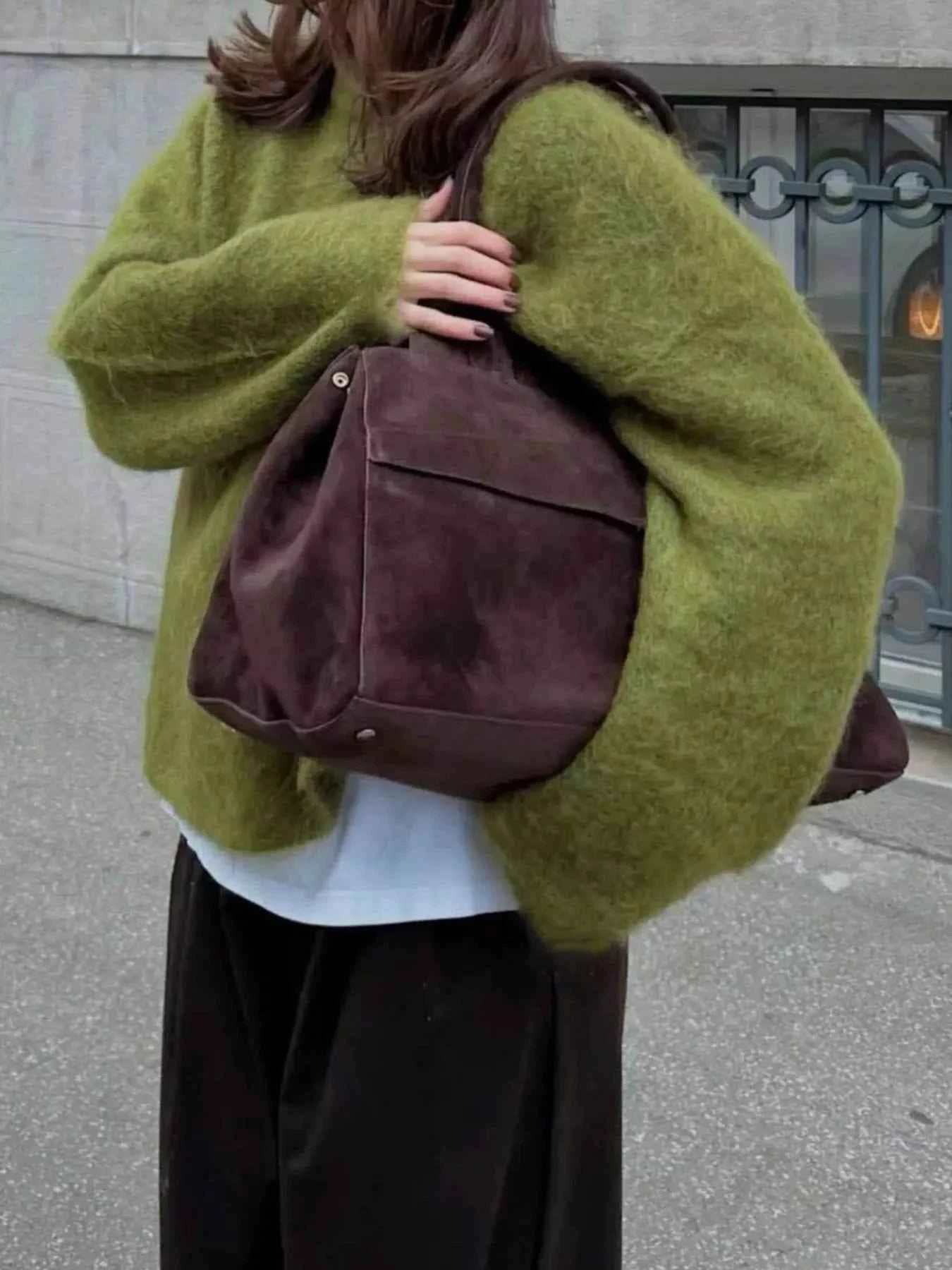 Round Neck Dropped Shoulder Sweater