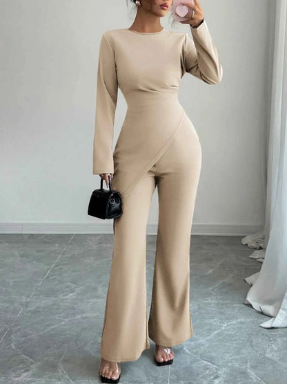 Asymmetric Long Sleeve Top and Pants Set