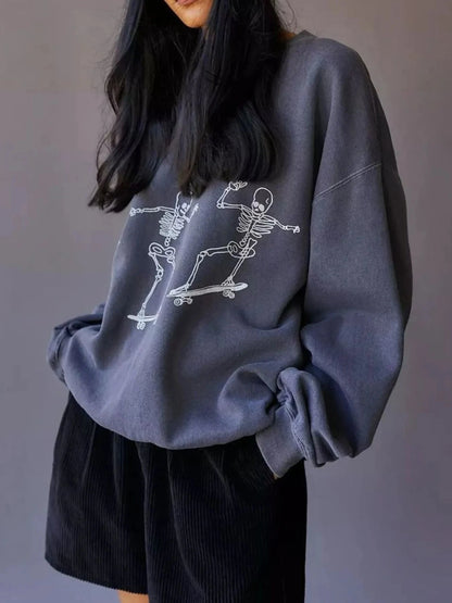 Skeleton Graphic Oversized Sweatshirt
