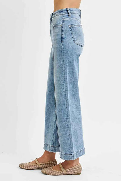 RISEN Full Size High Rise Crop Wide Leg Jeans Plus Size