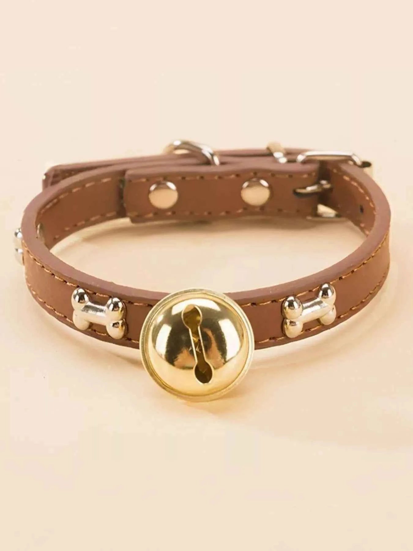 Leather Pet Collar with Bell