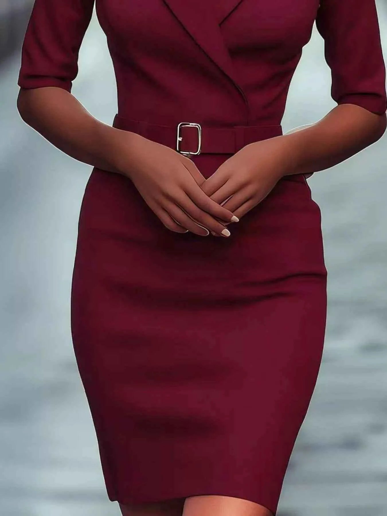 Surplice Half Sleeve Dress