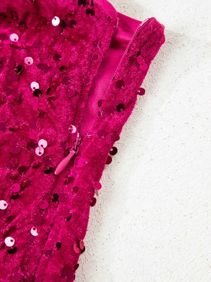 Sequin One-Shoulder Dress with High Slit