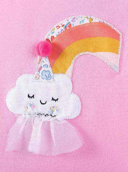 Children's Rainbow Cloud Applique Top and Tulle Skirt Set