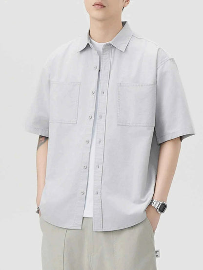Men's Plus Size Button Up Half Sleeve Shirt