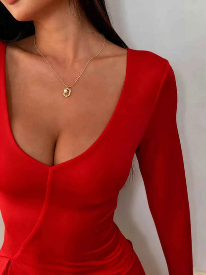 Ruffle Hem Flounce Sleeve Mini Dress