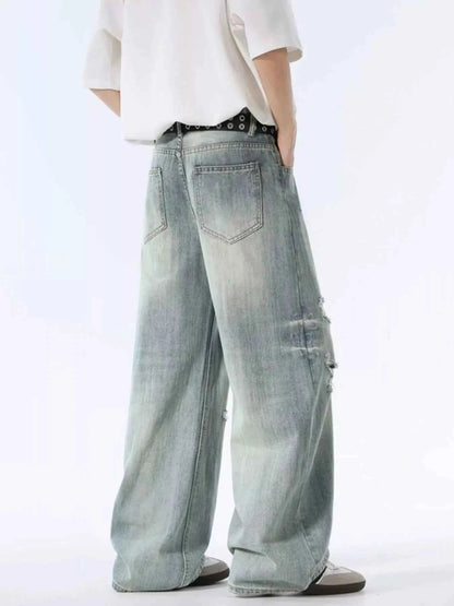 Men's Distressed Wide Leg Jeans