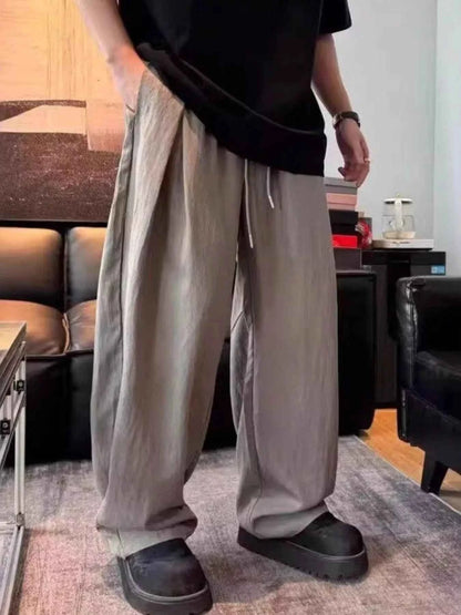 Men's Plus Size Relaxed Wide-Leg Drawstring Pants