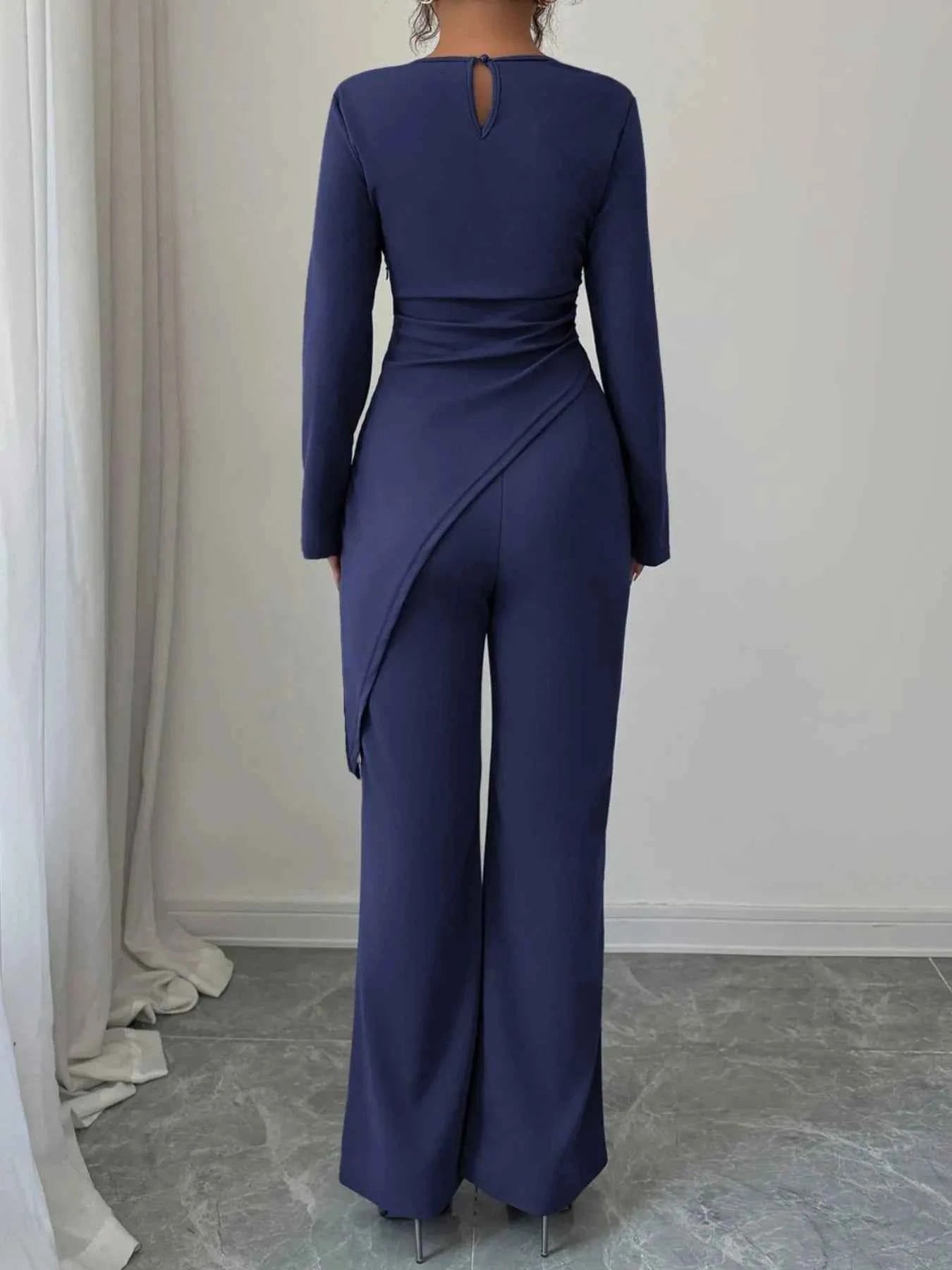 Asymmetric Long Sleeve Top and Pants Set