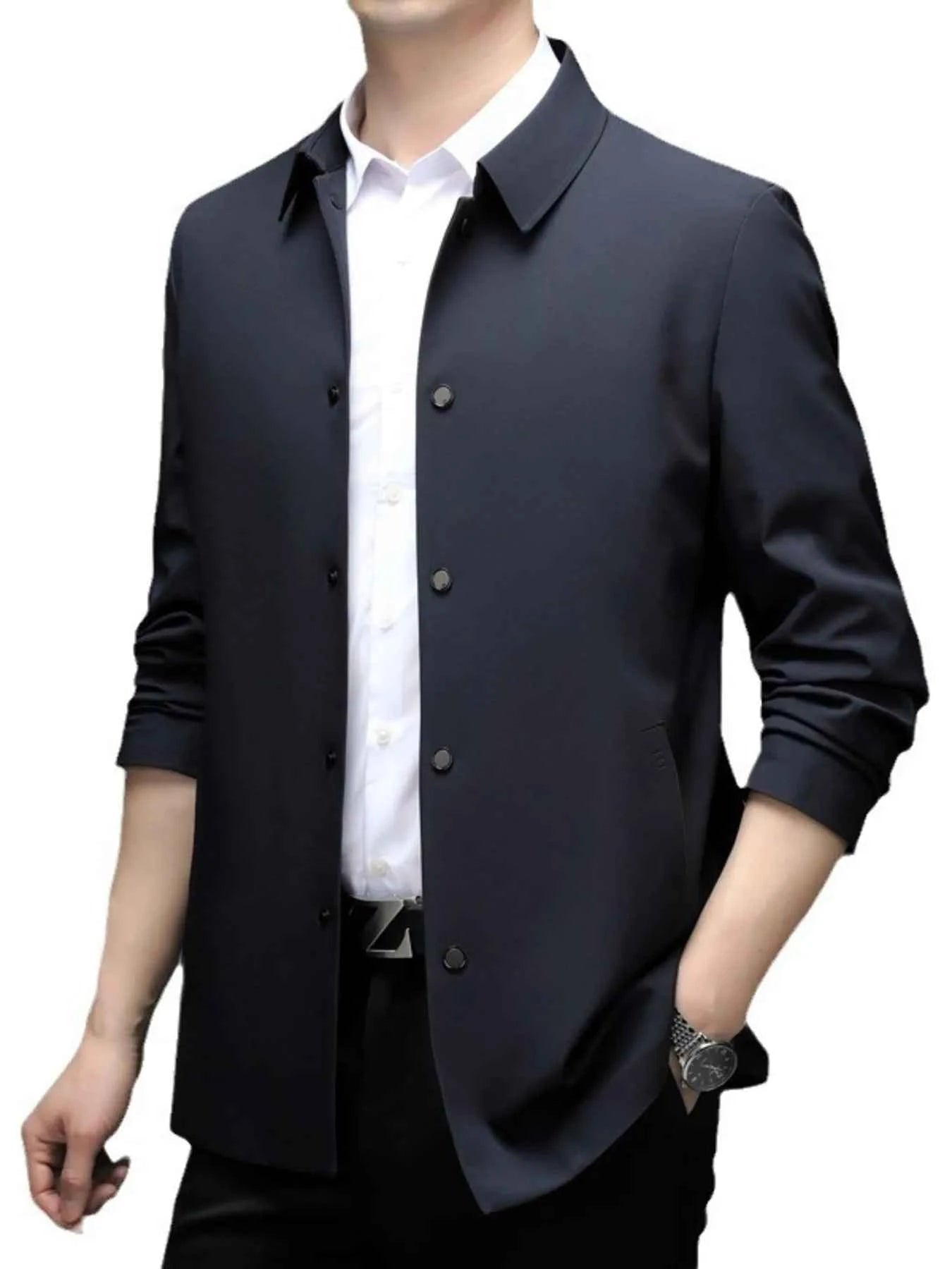 Men's Plus Size Button Up Long Sleeve Jacket
