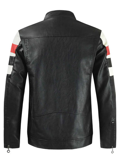 Men's Plus Size Contrast Zip Up Long Sleeve Jacket