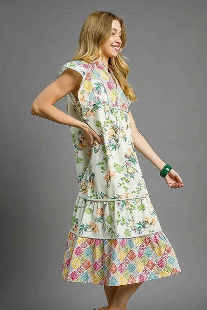 Umgee Patchwork Garden Midi Dress