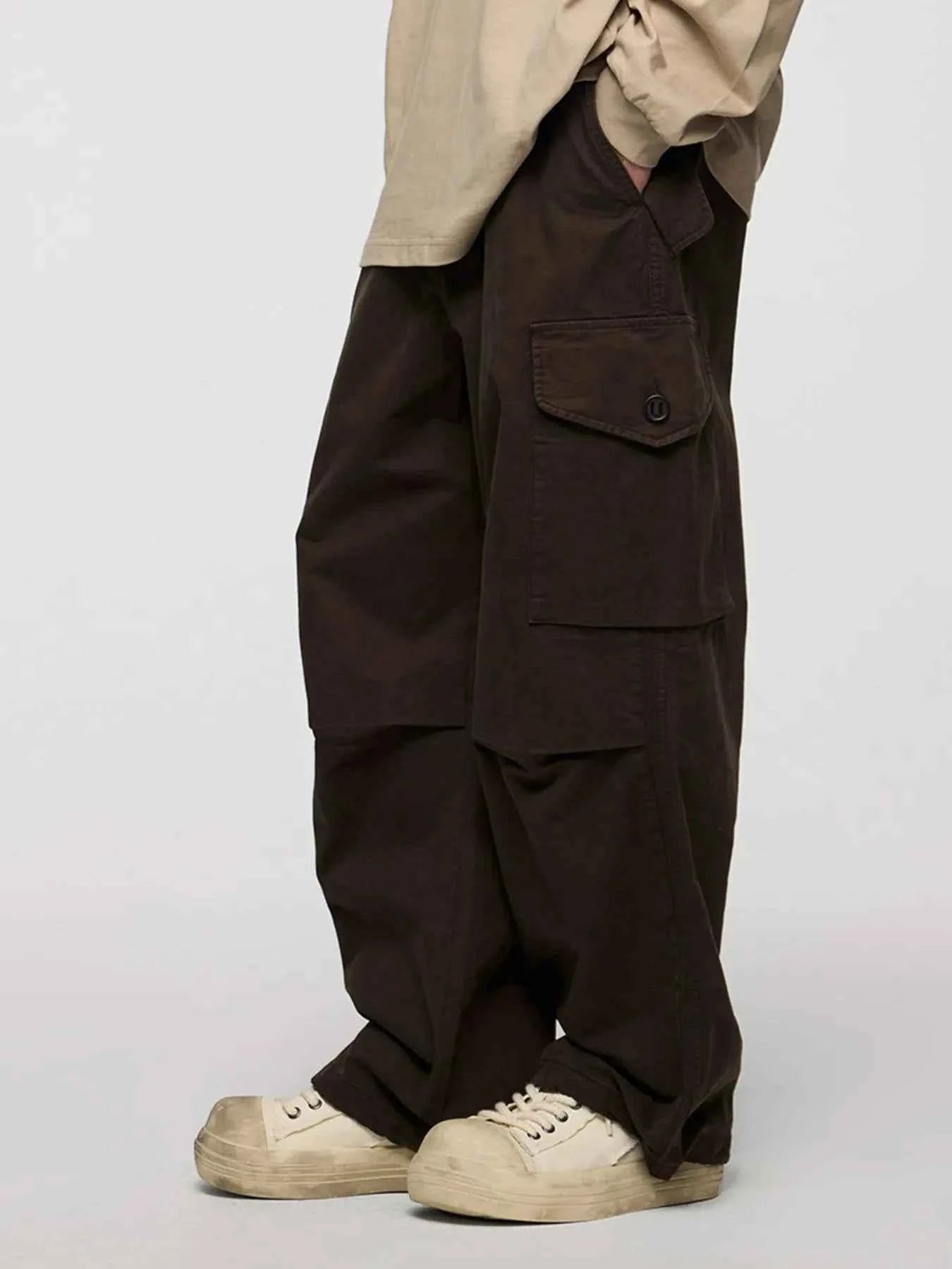 Men's Wide Leg Cargo Pants with Multi-Pocket