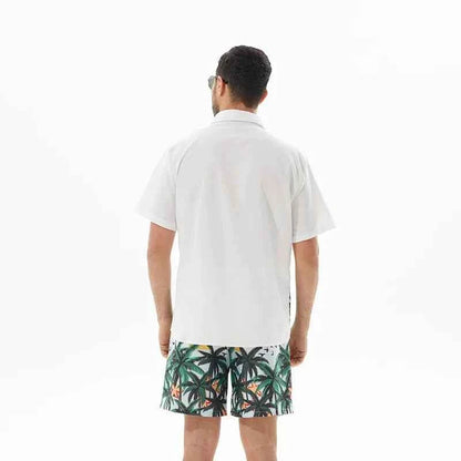 Men's Full Size Printed Short Sleeve Shirt and Shorts Set Plus Size