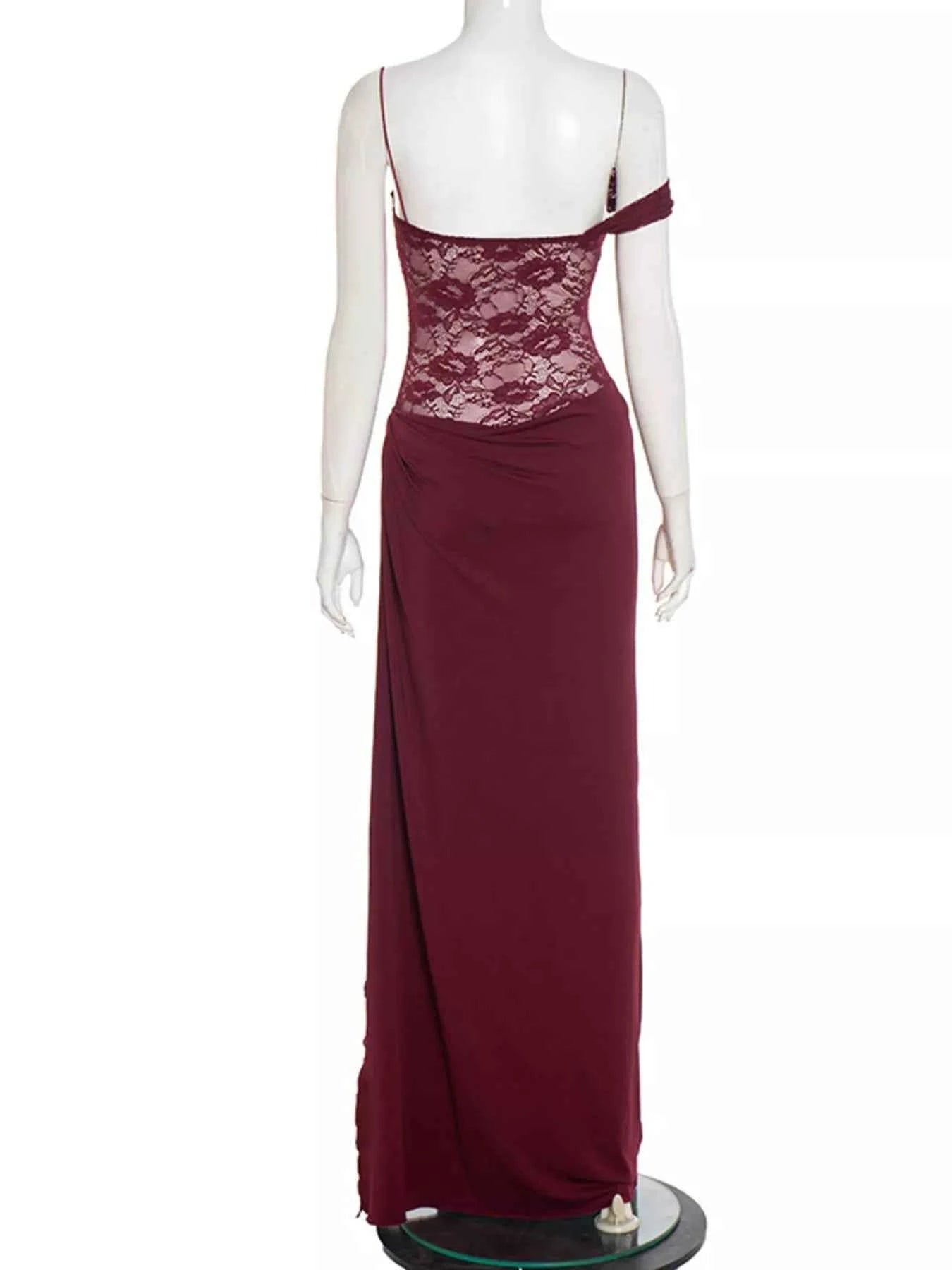 Split Lace Bodice Maxi Dress